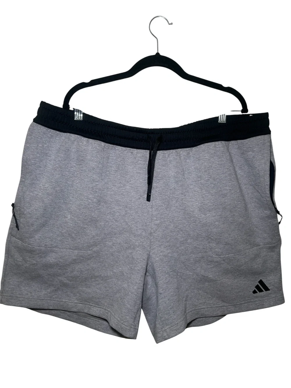 Adidas Men’s Gray Athletic Shorts Black Waistband 2XL Comfort Lounge Relaxed